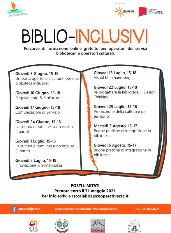Biblio-inclusivi, operatori culturali e bibliotecari, biblioteca, formazione, calabria, Corigliano Rossano, àncora di parole