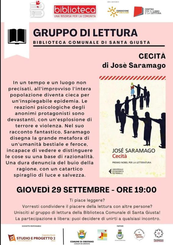 Gruppo di lettura, Cecità di Josè Saramago - BIBLIOTECA, una